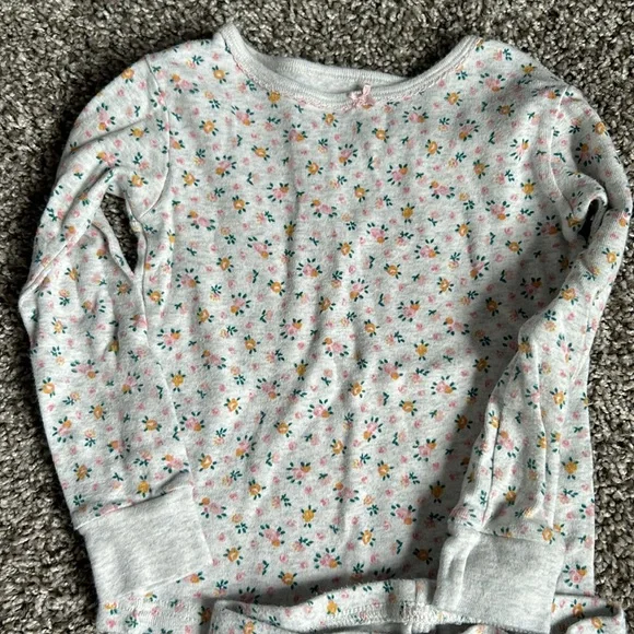 Toddler girl flower print pajama set long sleeve top and pants size 3T - Picture 2 of 5